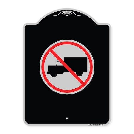 Signmission Designer Series No Truck, Black & Silver Heavy-Gauge Aluminum Sign, 24" x 18", BS-1824-23558 A-DES-BS-1824-23558